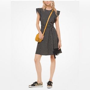 Michael Michael Kors Dress Black/Gold Studded Medallion Crepe Size Small…